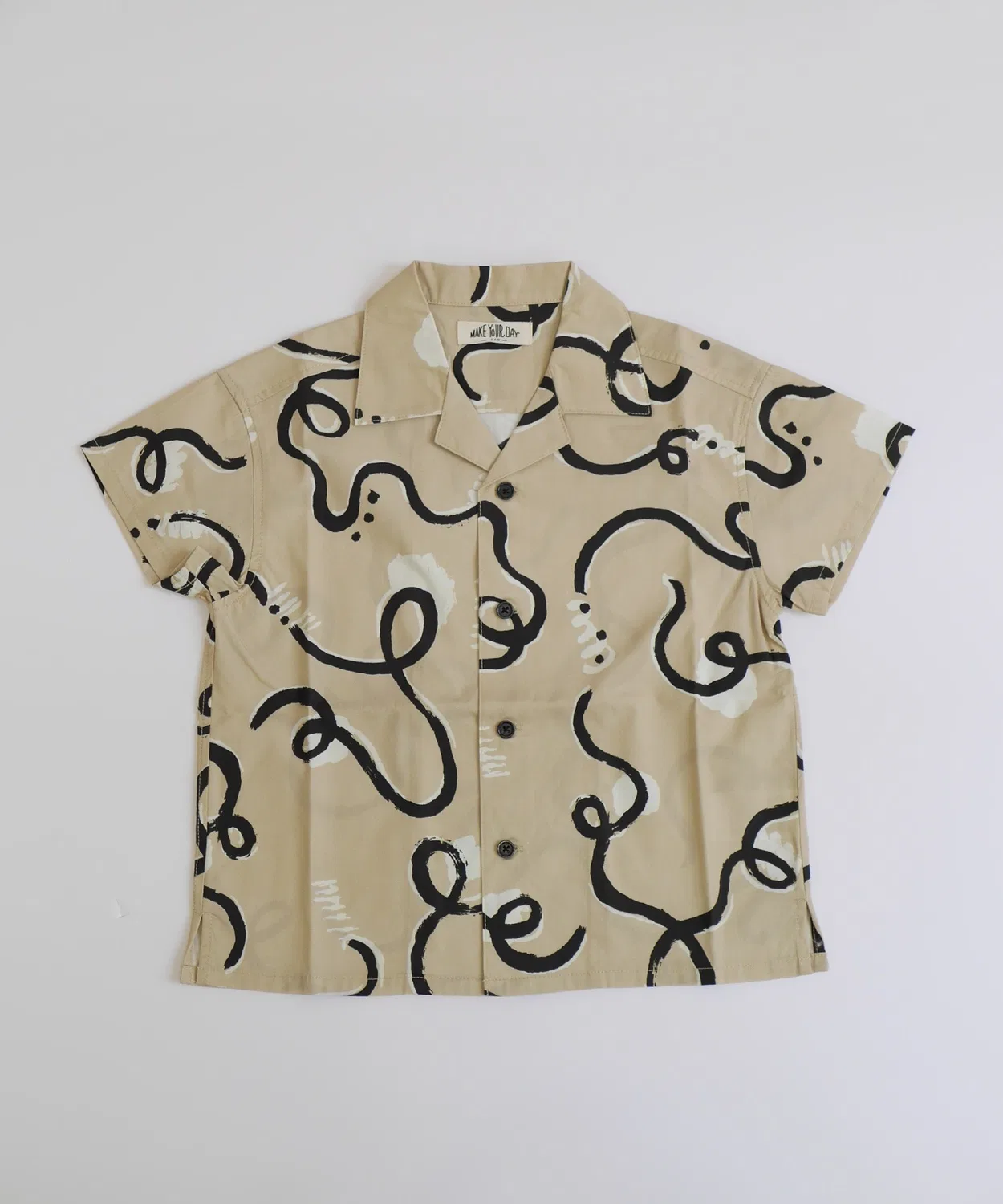 Детская рубашка с коротким рукавом с принтом MAKE YOUR DAY, Beige