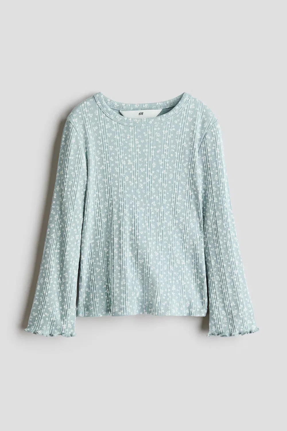 Хлопковая рубашка с узором H&M, Matttürkis/Geblümt