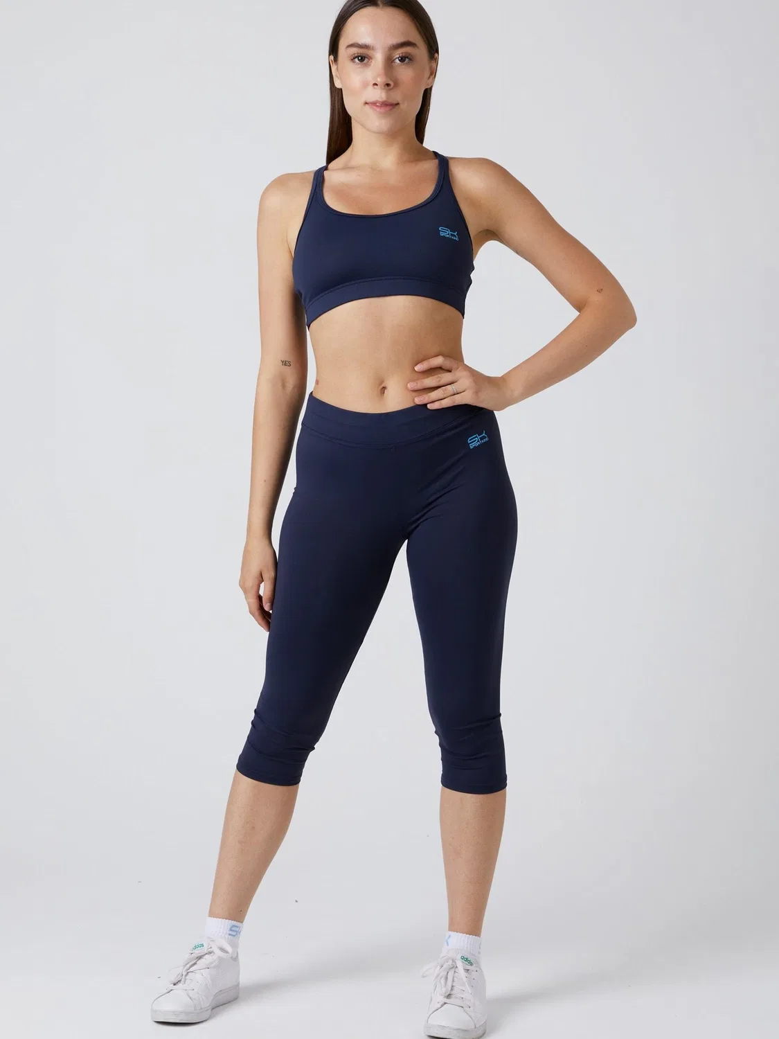 Узкие леггинсы Sportkind 3/4 Sport Leggings темно-синего цвета