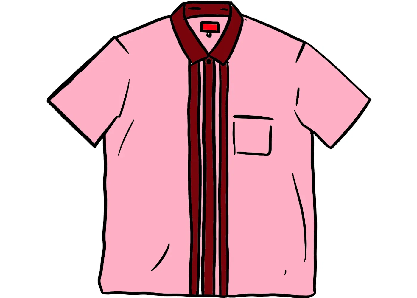 Мужская футболка с принтом Supreme Bowling Zip S/S Shirt, Pink