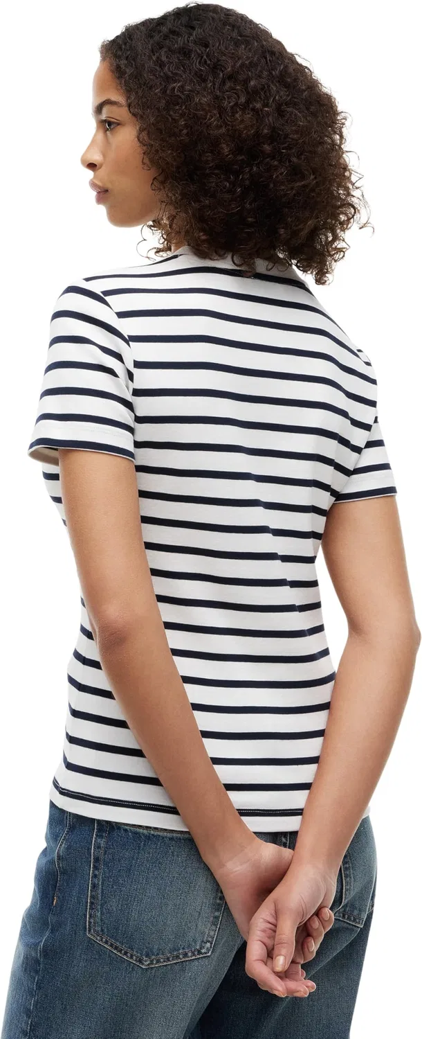 Женская футболка с коротким рукавом Tommy Hilfiger Slim Cody C-nk Ss Ww0ww40587, White (Breton/Ecu/Dark Night Navy) — фото 2
