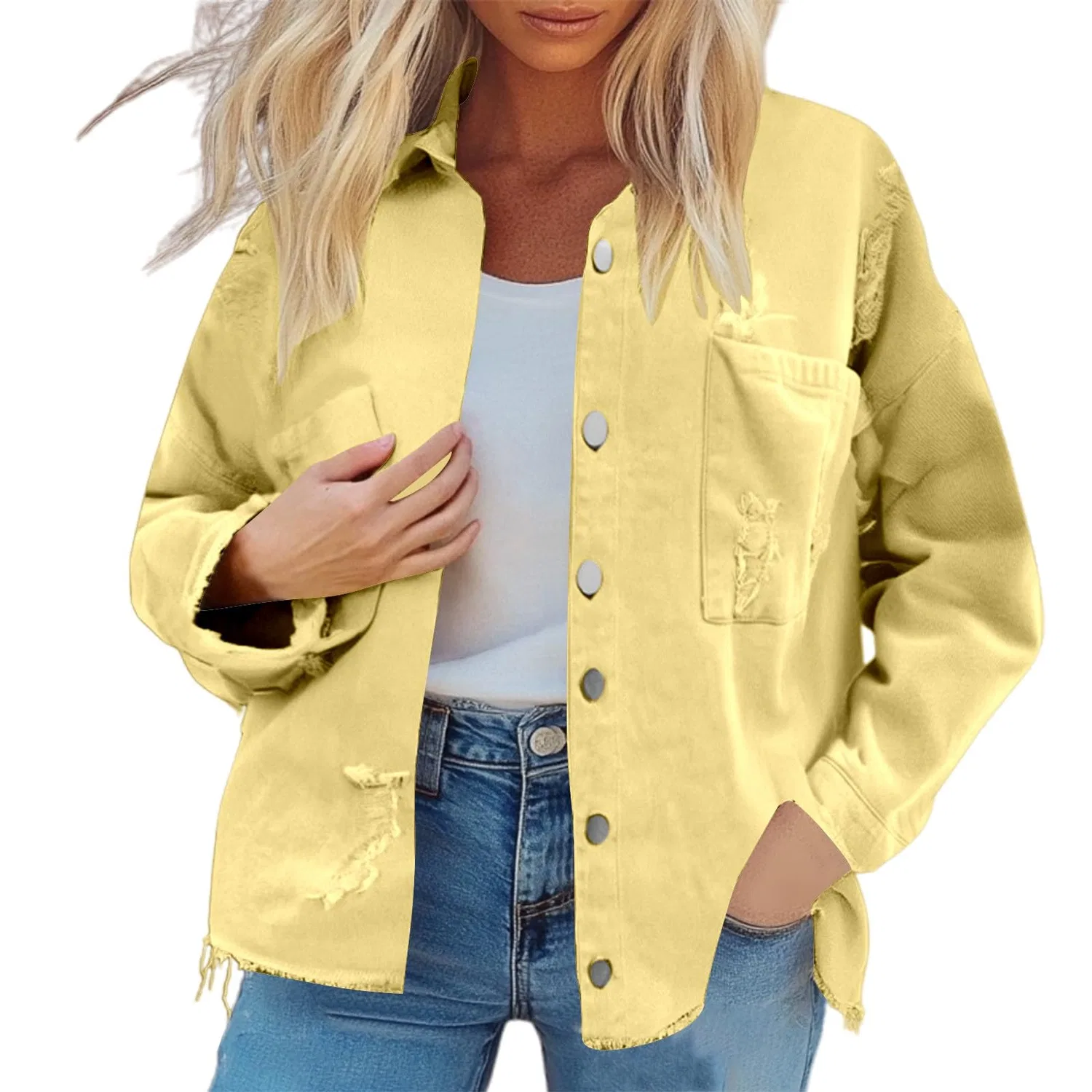Женская джинсовая куртка оверсайз с винтажной стиркой, Giallo