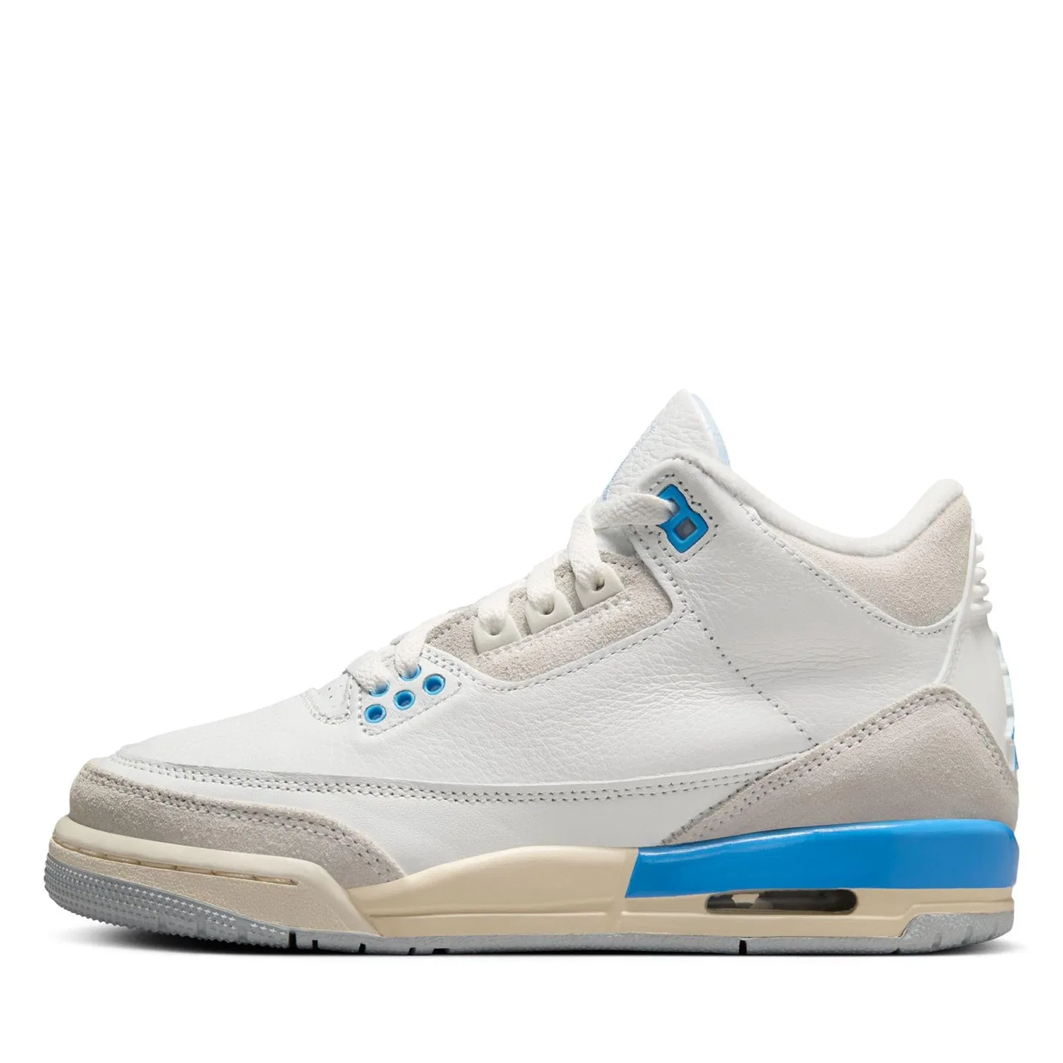 Детские кроссовки для мальчиков кожаные Air Jordan 3 Retro (Gs) NIKE, White/Light Blue/Grey