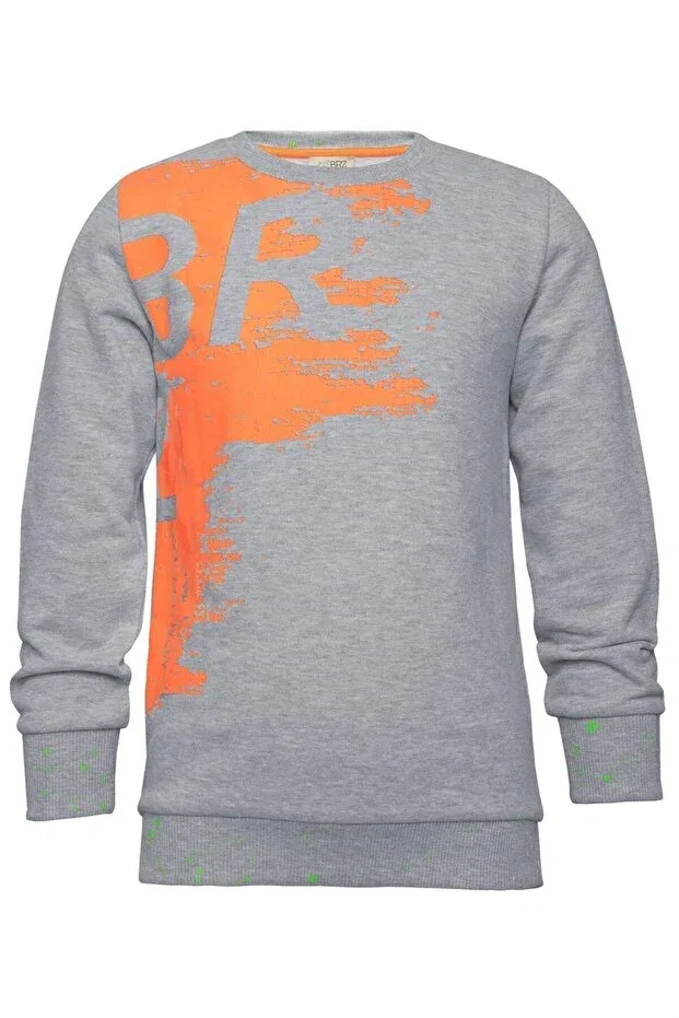 Детские свитшот для мальчиков с принтом Neon Printed Boy's Sweatshirt Brz Kids, Gray