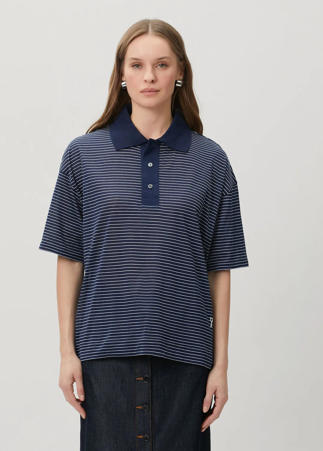 Футболка Ami Paris, navy-white — фото 3