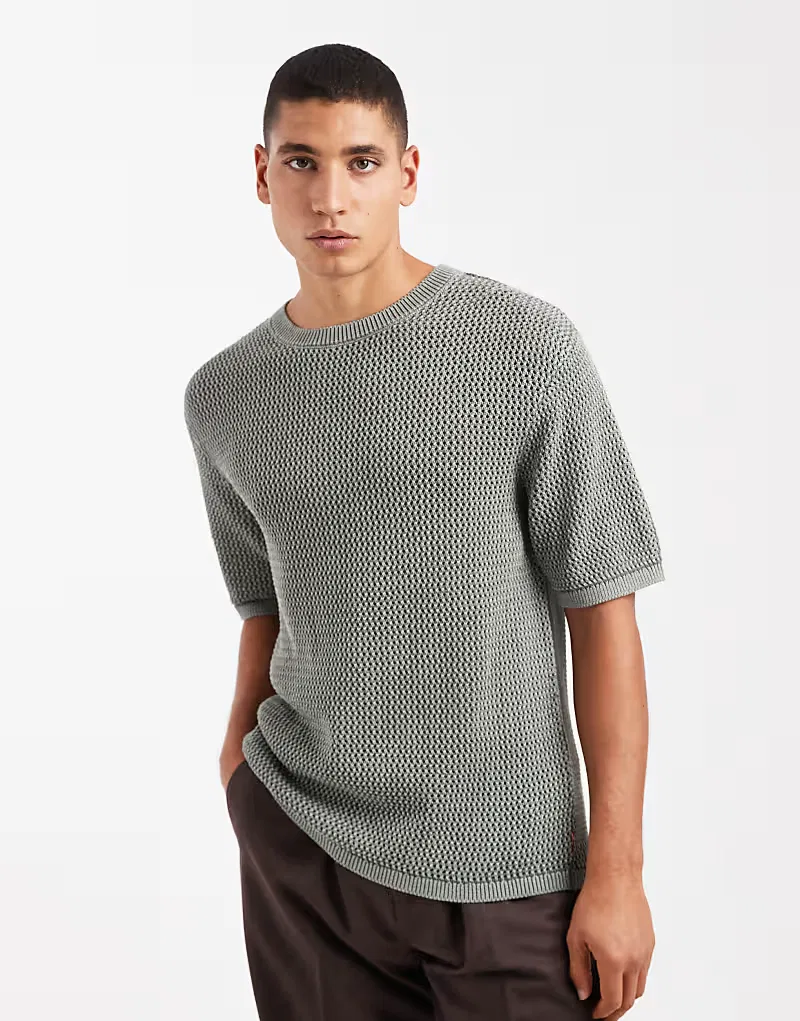 Вязаная футболка Levi's Stinson из хлопка, хаки