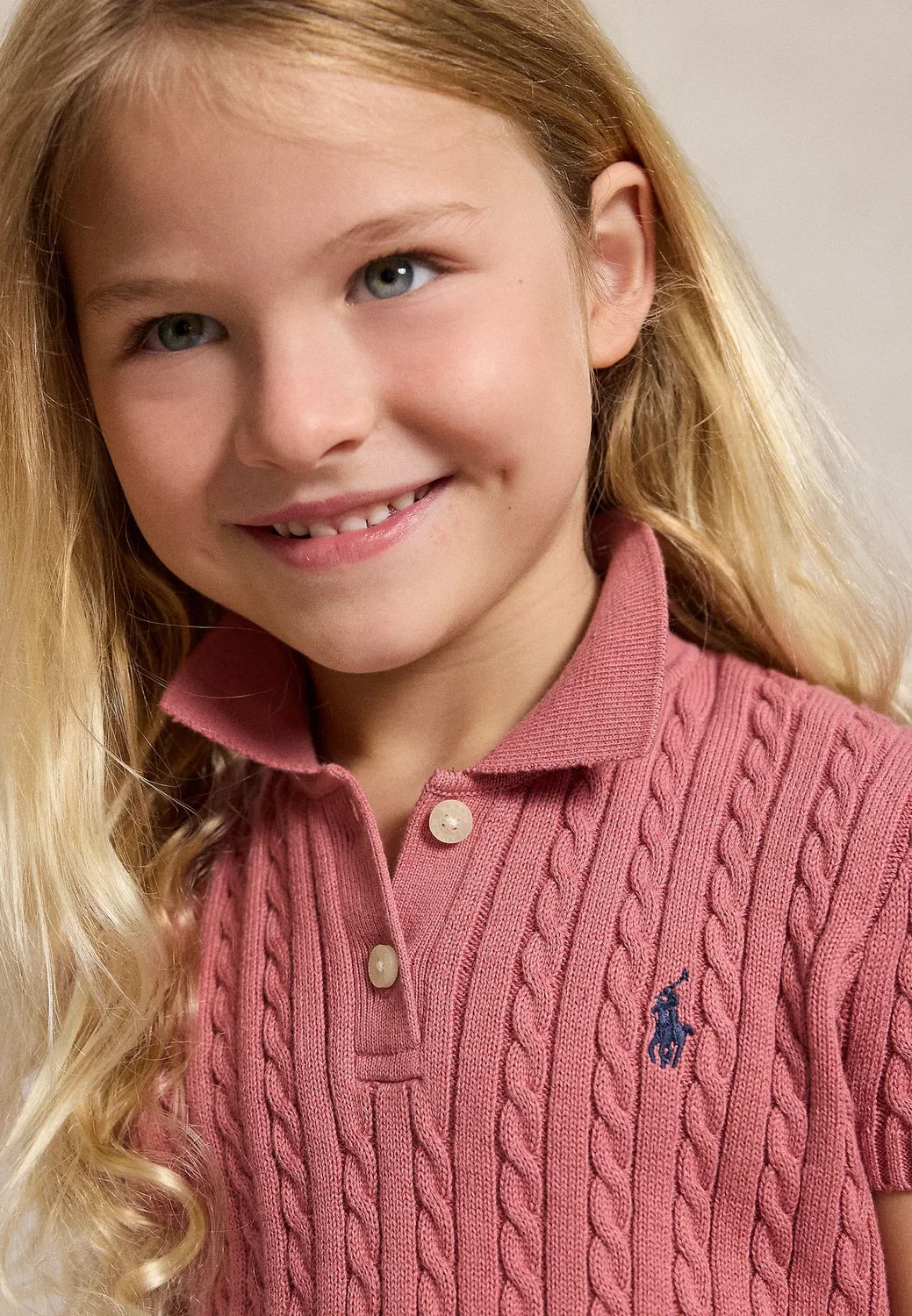 Хлопковый поло-свитер с мини-косичкой, размер 2-6 лет Polo Ralph Lauren, Canvas Pink — фото 4