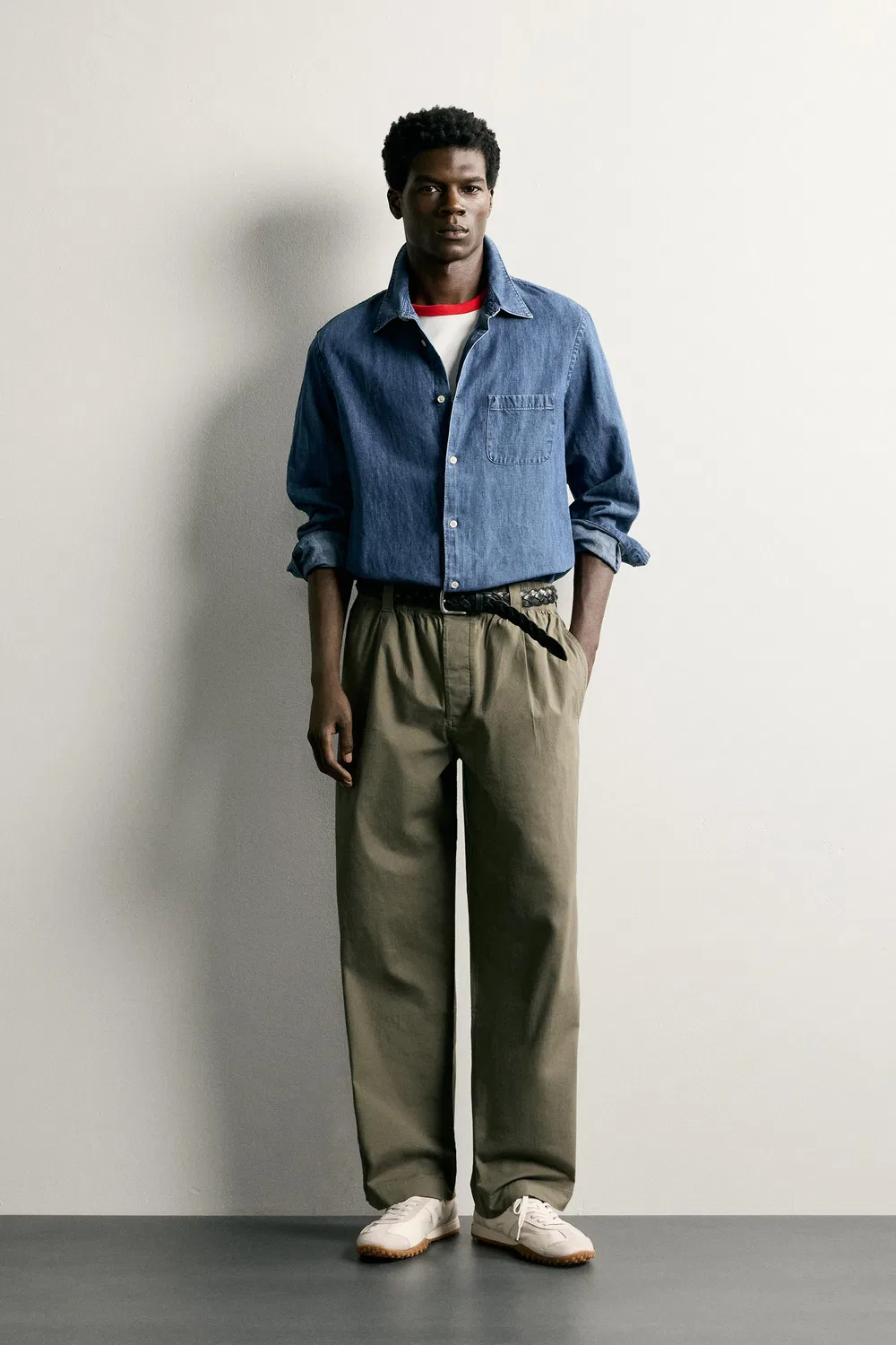 Свободные плиссированные брюки ZARA, Khaki