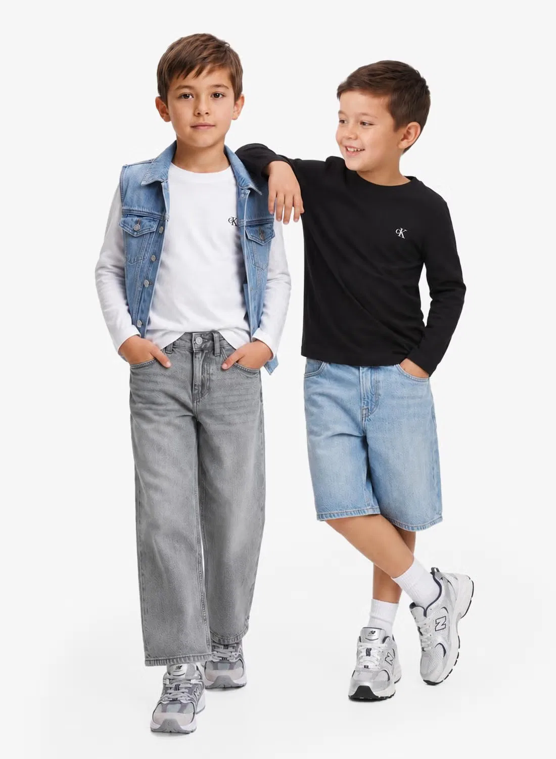 Комплект футболок с длинным рукавом 2 шт Calvin Klein Jeans, бежевый