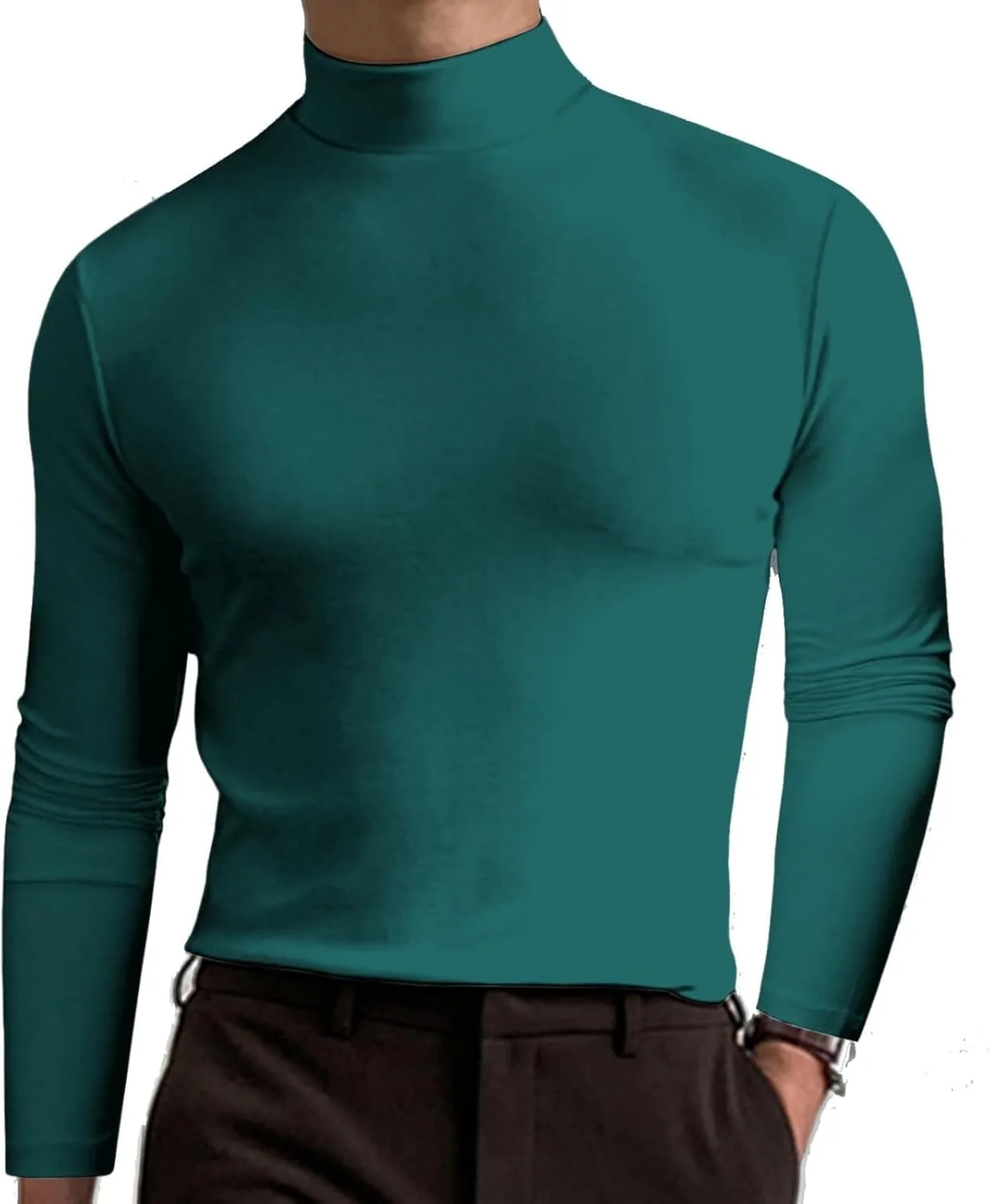 Мужская футболка с высоким воротником slim fit — stretchy и breathable для спортзала или повседневной носки — фото 2