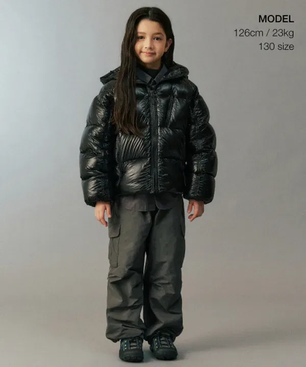 Куртка пуховая короткая с капюшоном, Ripstop, Musinsa Standard Kids, черный — фото 2
