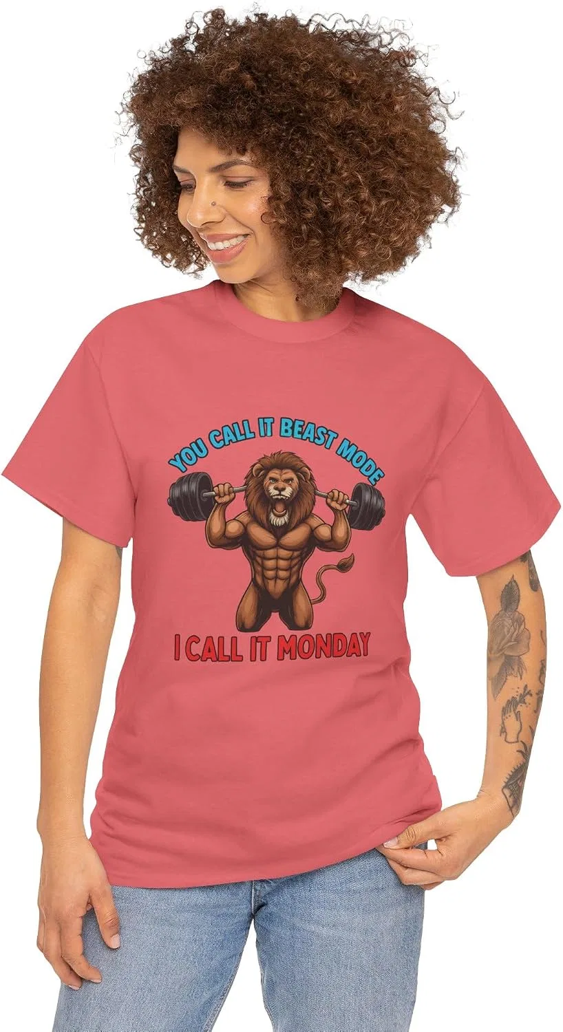 Футболка с принтом льва Beast Mode, Coral Silk — фото 2