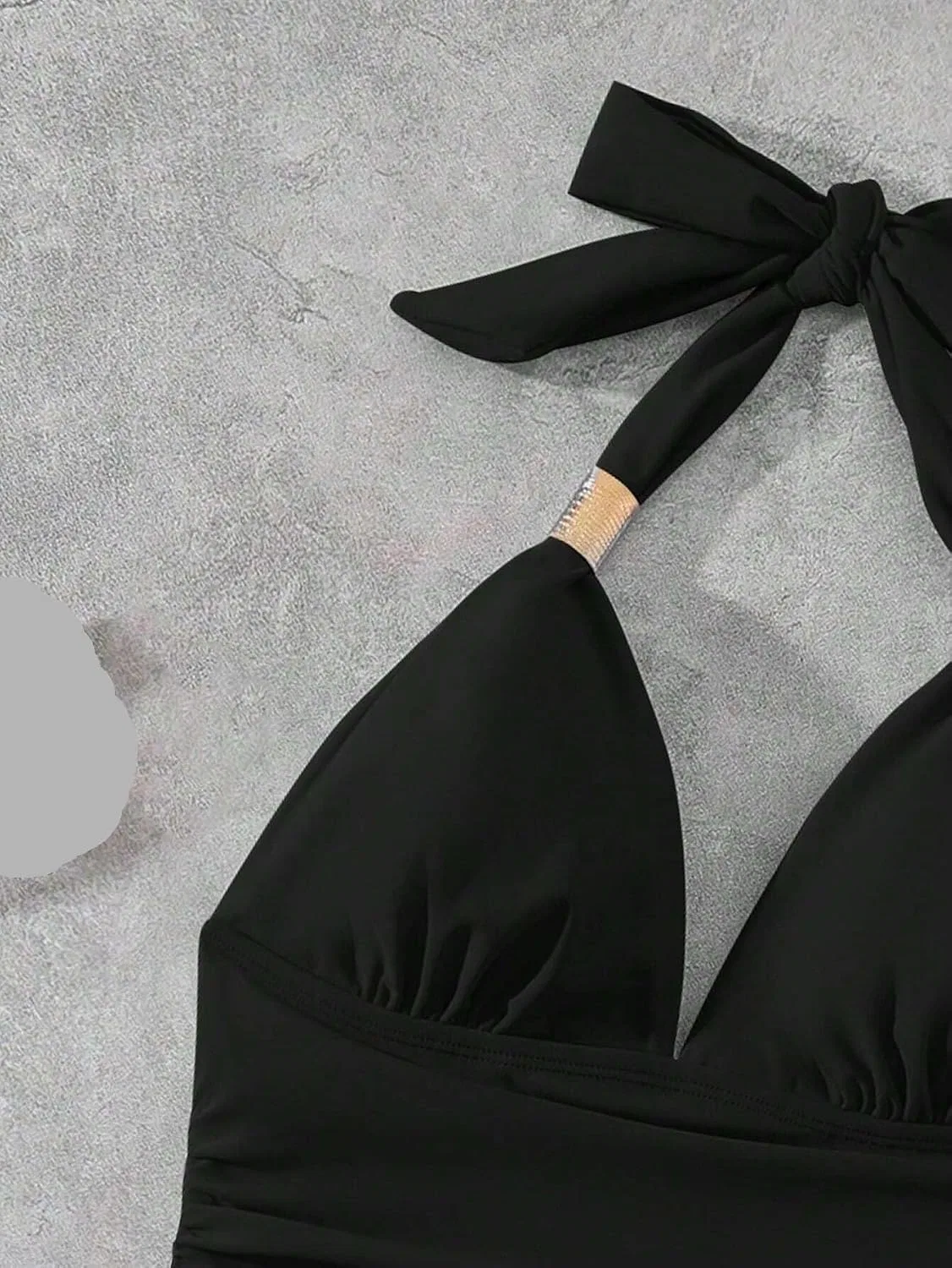 Женский слитный купальник с запа́хом и открытой спиной, Black — фото 3