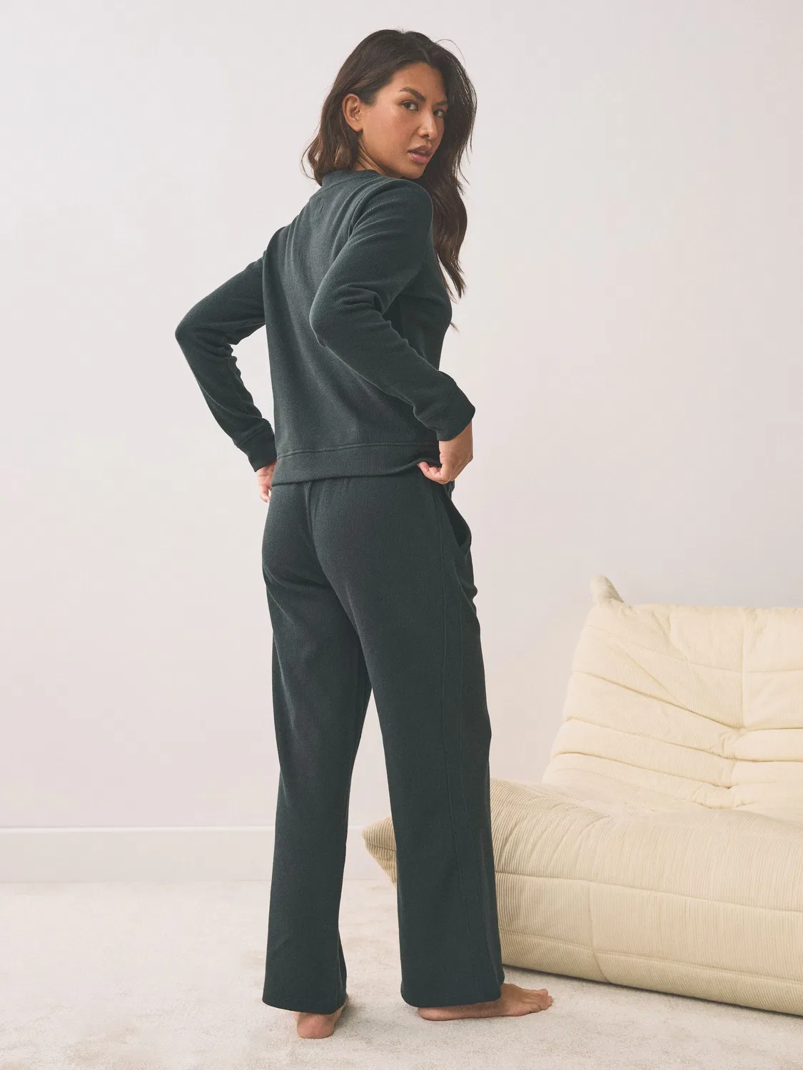 Комплект домашней одежды Waffle Cardigan Loungewear Set Next, черный — фото 4