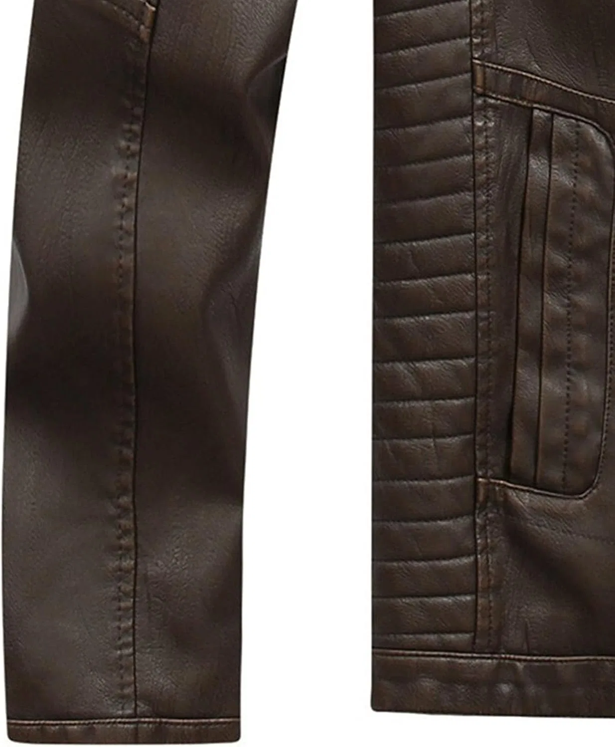 Мужская куртка-косуха с молнией, модель Vintage Zip-Up, коричневый — фото 4