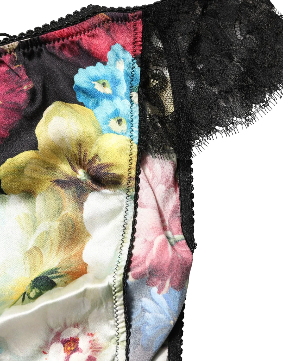 Женские трусы-слипы с кружевом Black Floral Lace Mid Waist Dolce & Gabbana, черный — фото 4
