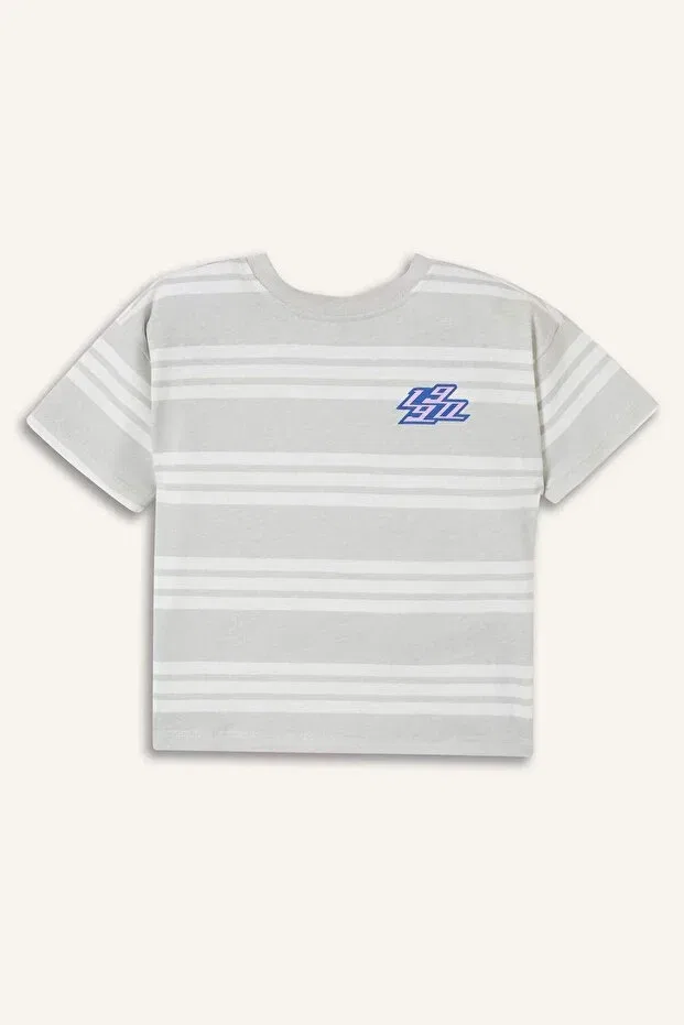 Детская футболка для мальчиков хлопковая Regular fit short sleeve gray t-shirt baby boy h4799a526sm Defacto, Green-Gn220