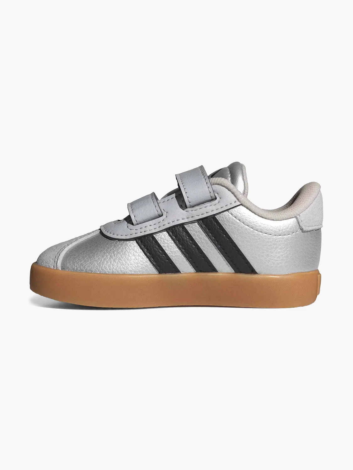 Детские кеды с липучками Adidas, серебристый — фото 3