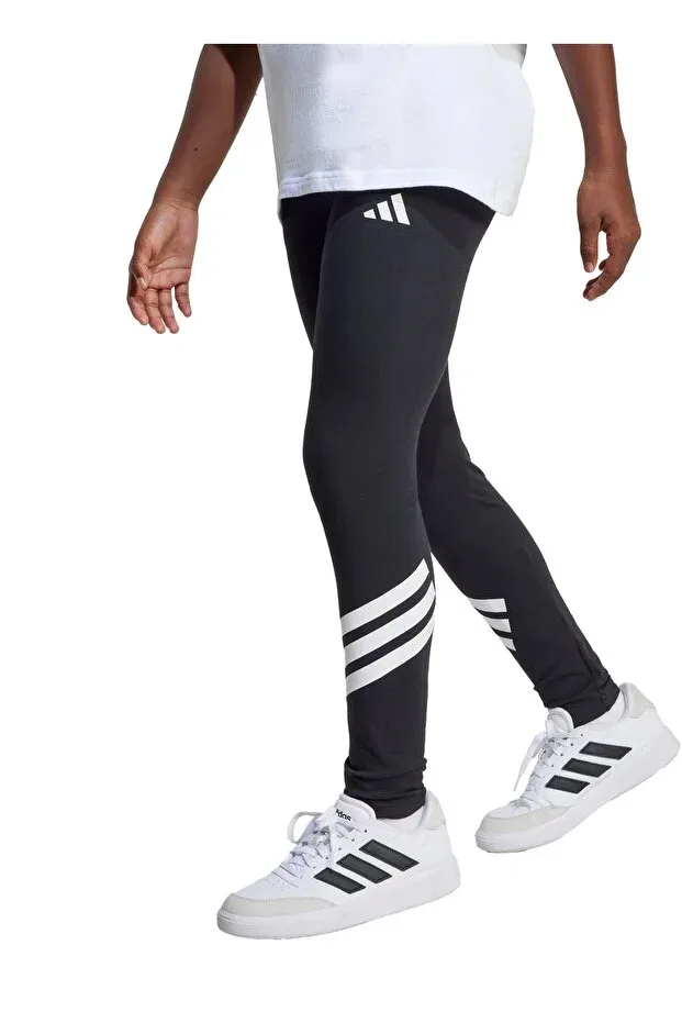 Детские леггинсы для девочек в полоску Adidas, Black - White — фото 4