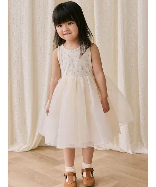Детское платье из футера с цветочным принтом Dina Antique JAMIE KAY, Off White — фото 3