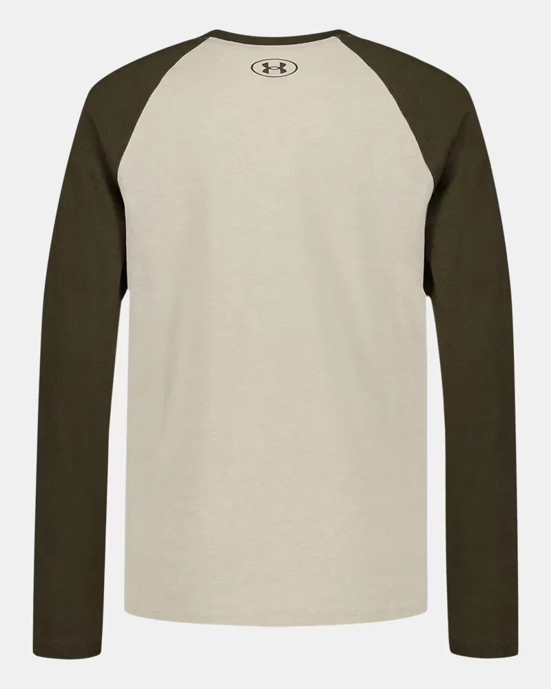 Лонгслив с длинным рукавом реглан и графичным принтом UA Frogskin UnderArmour, Khaki Base Full Heather/Expedition Green — фото 2