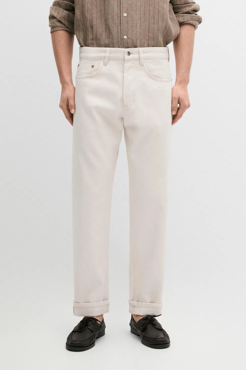 Джинсы с кромкой Massimo Dutti, кремовый — фото 2