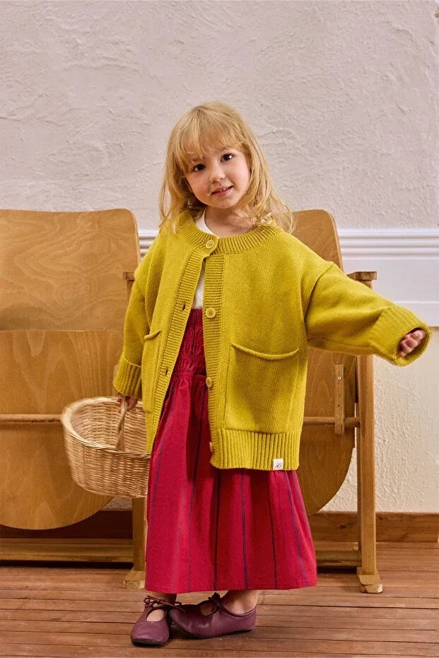 Детский кардиган оверсайз Wool Oversize Knitwear Marvy, Yellow — фото 2