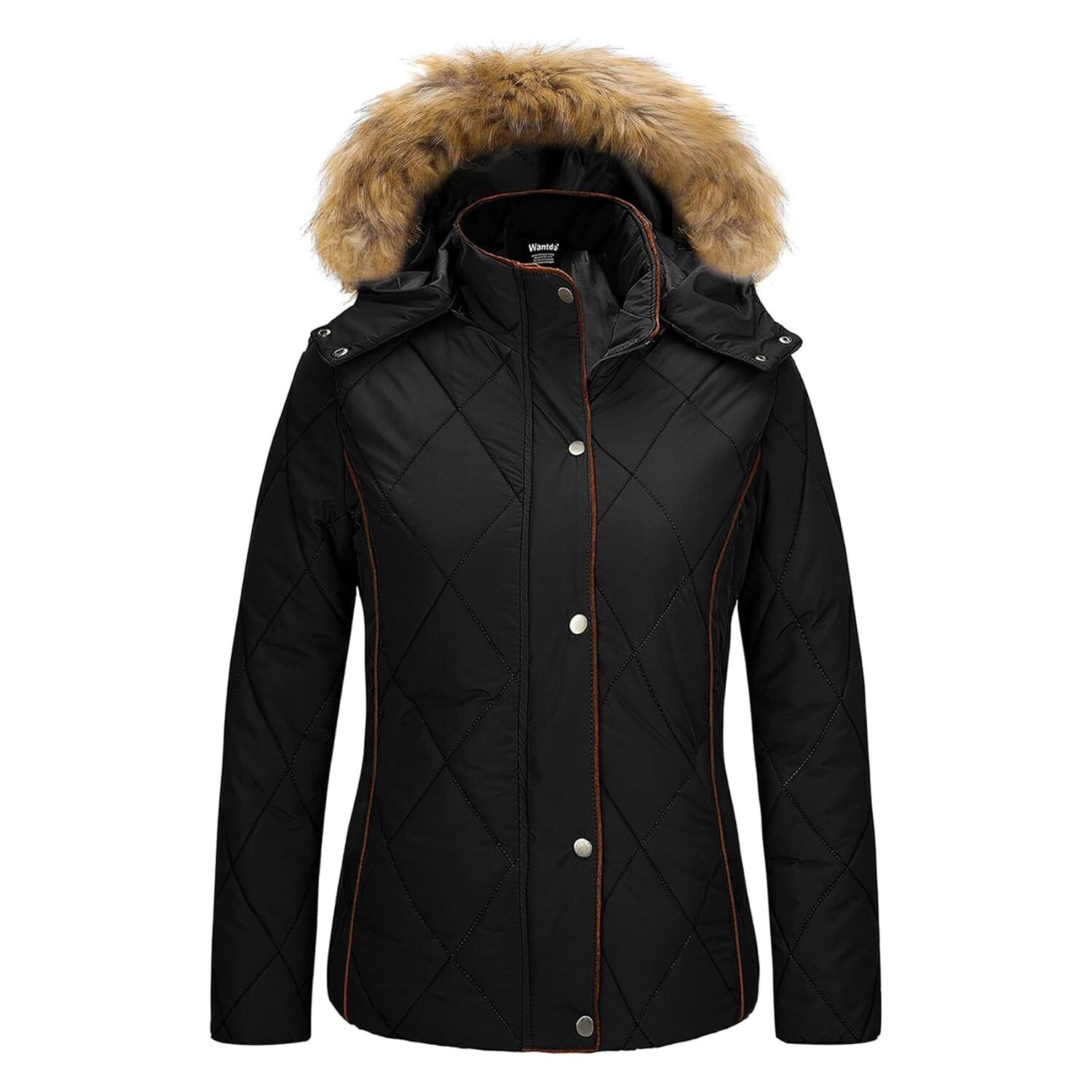 

Куртка Wantdo Women's Thicken Winter Quilted With Fur Hood, черный