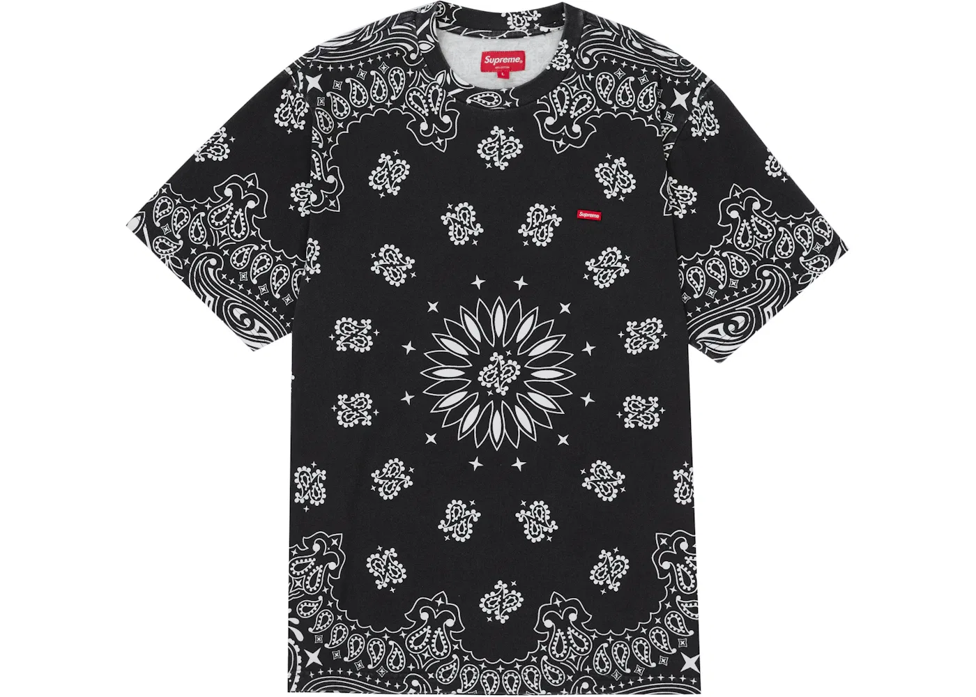 Мужская футболка с принтом Supreme Small Box Tee Black Bandana