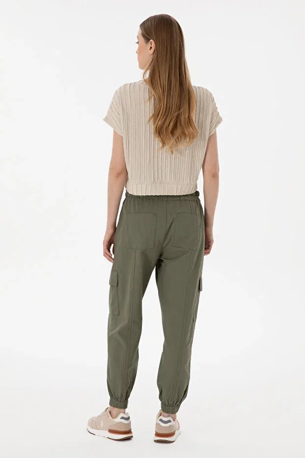 Женские брюки-джоггеры хлопковые U.S. Polo Assn., Dark Khaki — фото 4