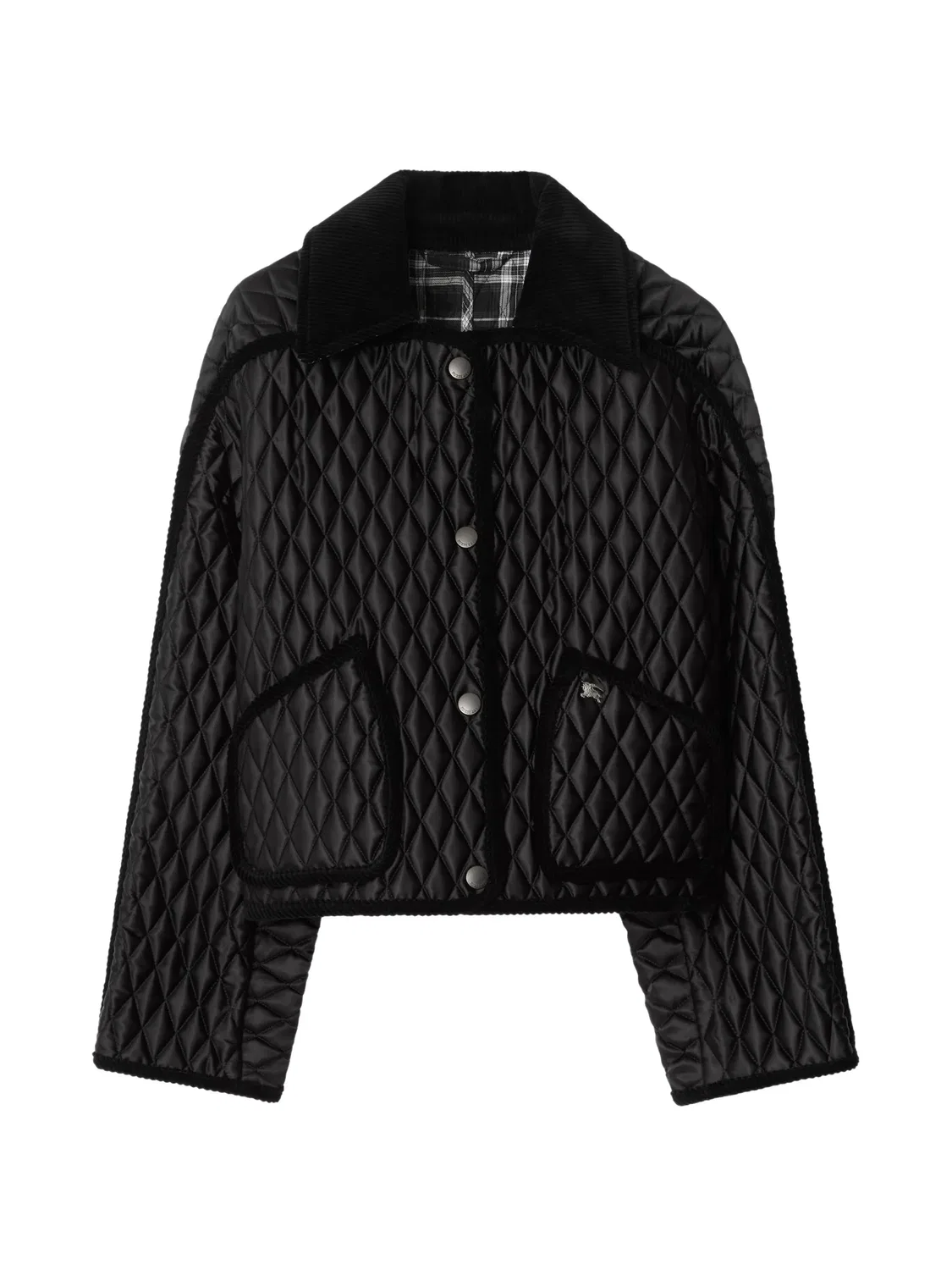 Стеганая куртка с вельветовой отделкой, черная Burberry, черный