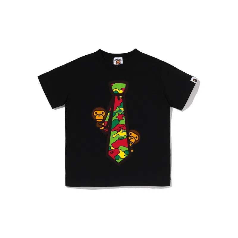 Детская футболка с круглым вырезом Pre School T Shirts A BATHING APE, Black BK T — фото 4