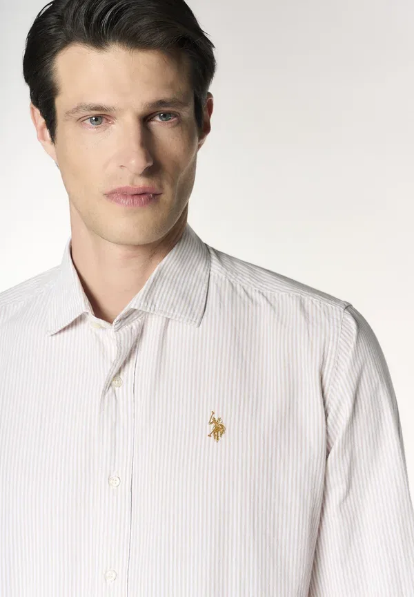 Рубашка хлопковая с льном Shirt U.S. Polo Assn., мультиколорe — фото 4