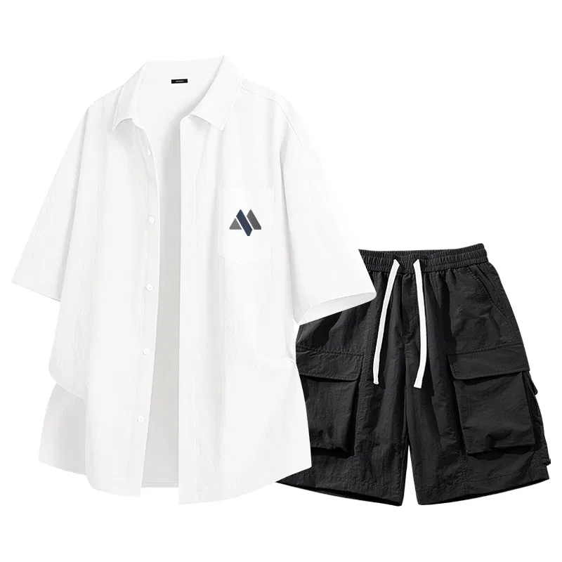 Детский комплект рубашек Ice Silk Cooling MINISO, White (Gray Blue Chest Logo)+Black