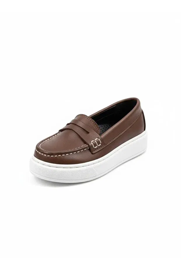 Детские туфли-лоферы для мальчиков кожаные Besteps, Brown — фото 4