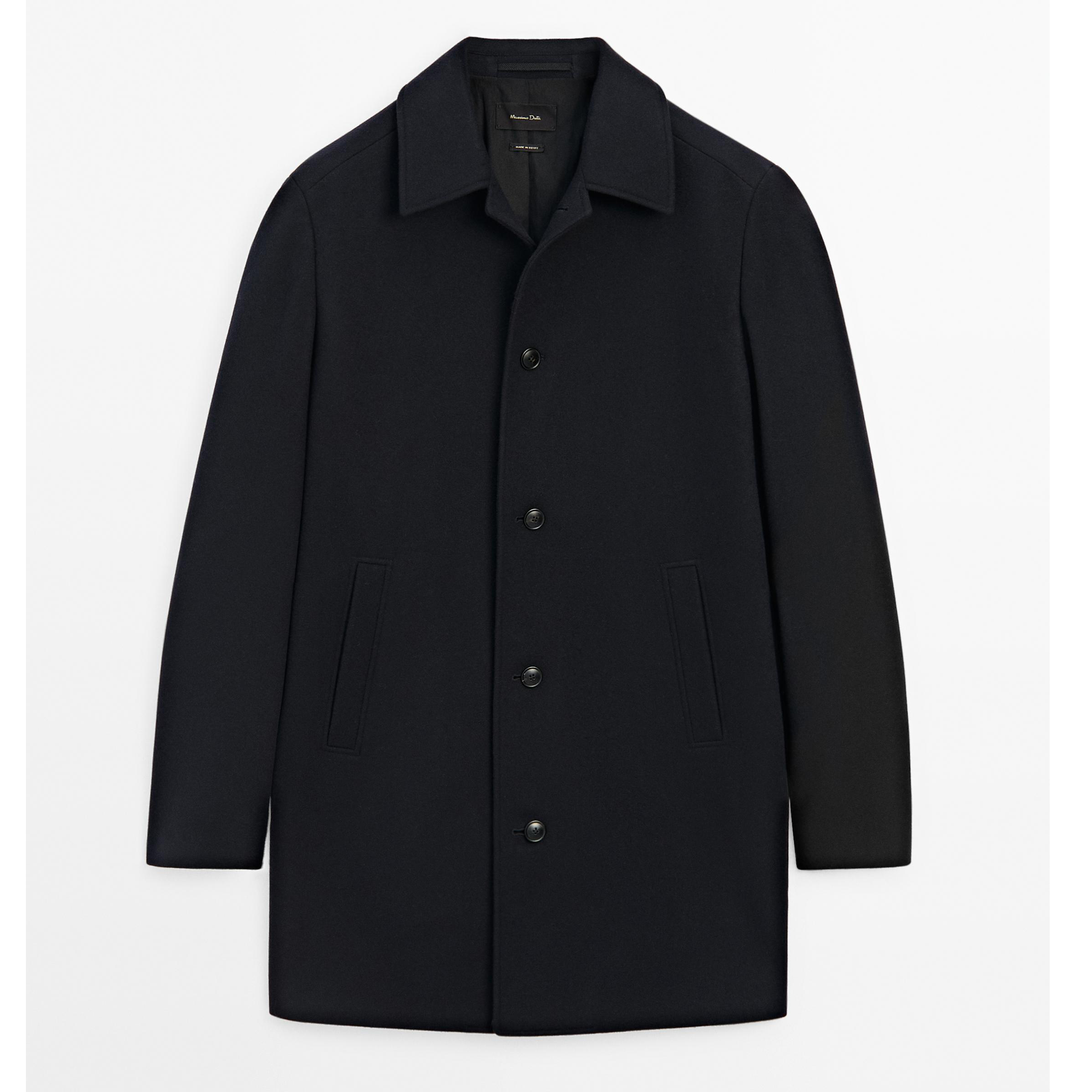 

Длинное пальто из 100% шерсти Massimo Dutti, синий