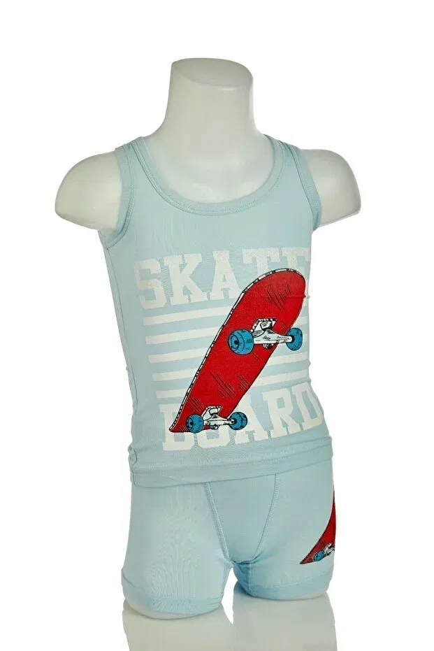 Детский комплект нижнего белья для мальчиков с принтом Skate Skateboard Bebelop, Light Blue