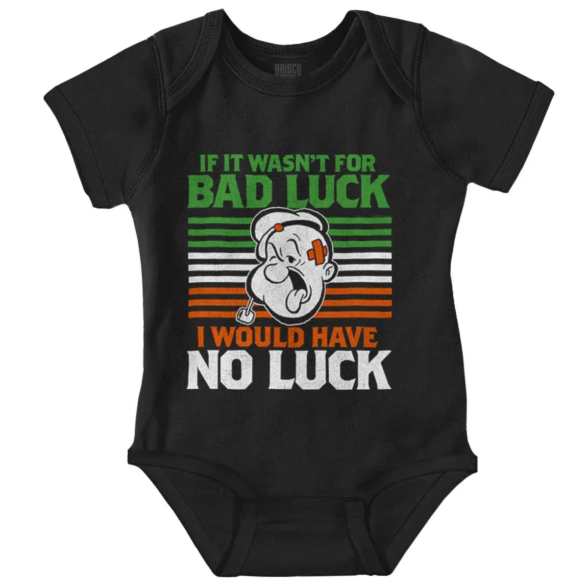 Детский боди-комбинезон с принтом Popeye Funny Irish Bad Luck Joke Brisco Brands, Black