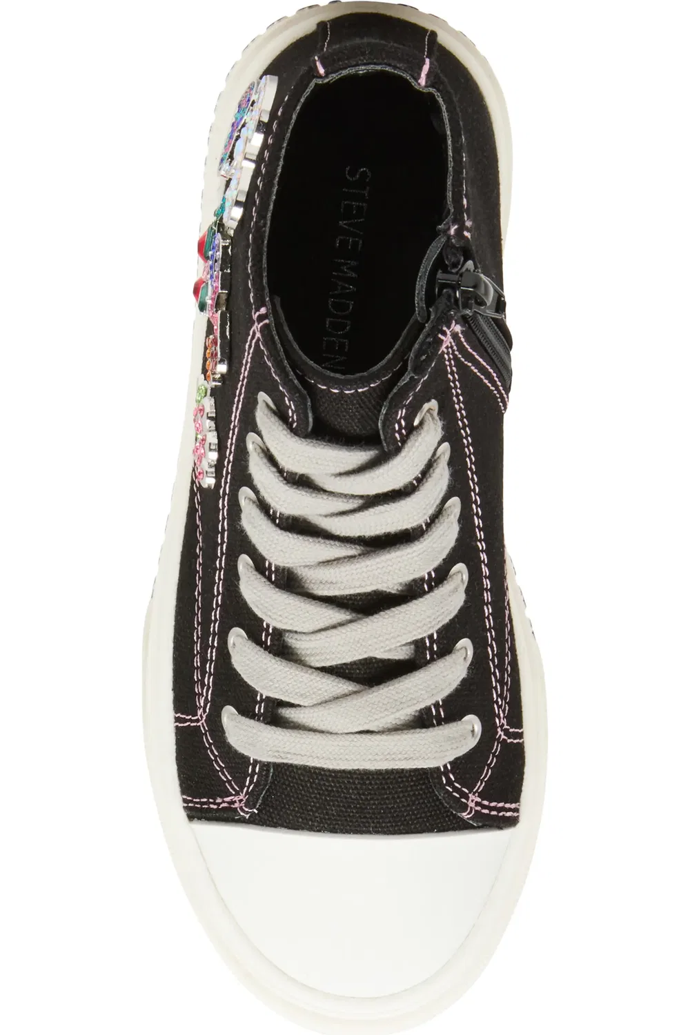 Детские кеды высокие с кристаллами Jjoycee Steve Madden, черный — фото 4
