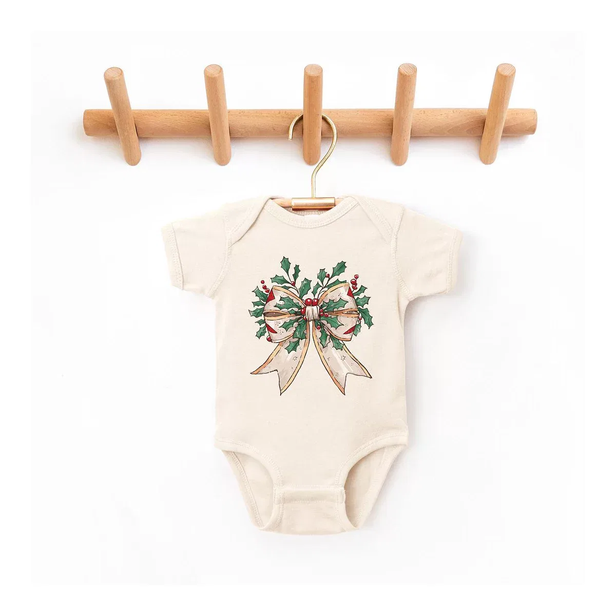 Детский боди с коротким рукавом Holly Leaves Coquette The Juniper Shop, Natural