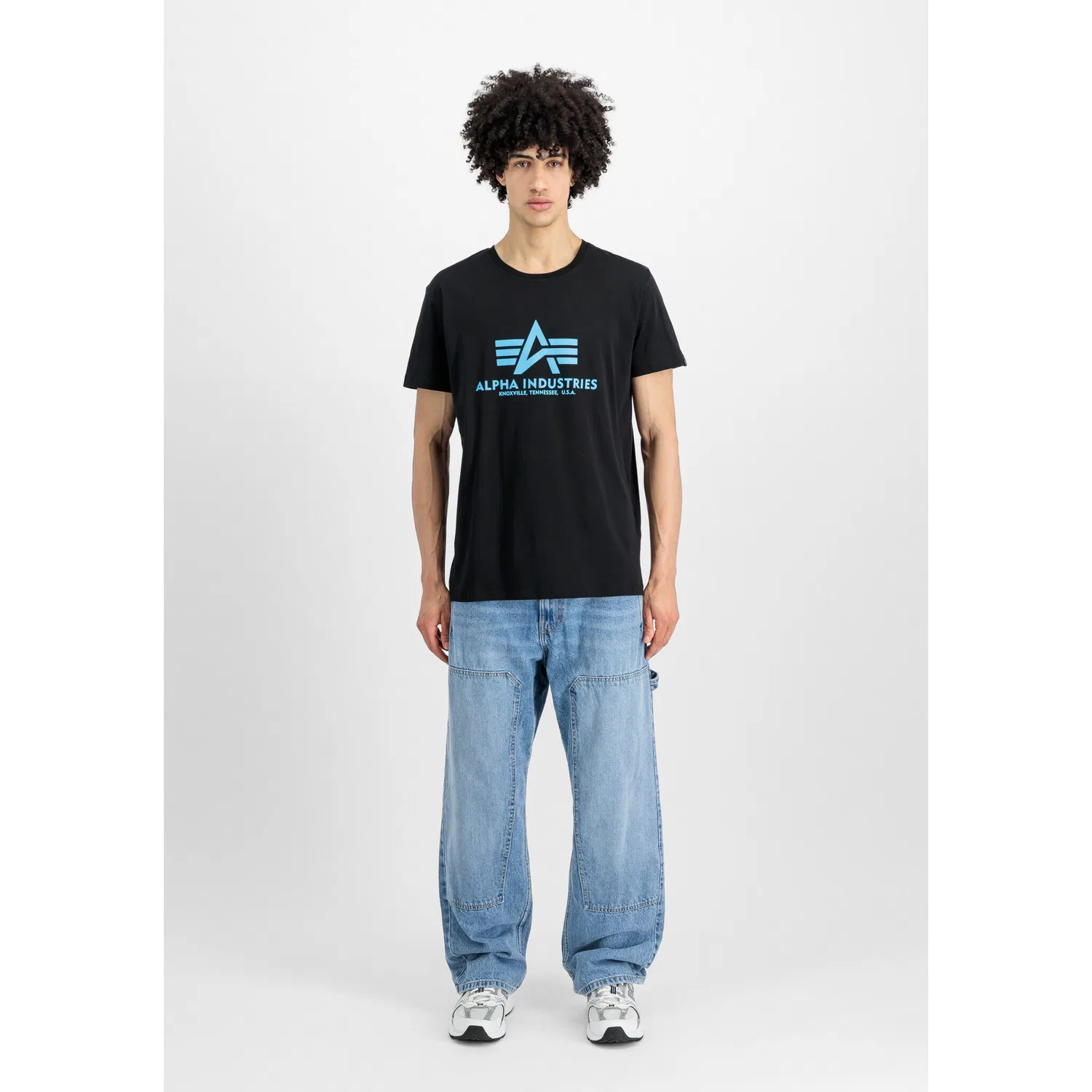 Детская футболка с принтом Alpha Industries, Black/Blue — фото 3