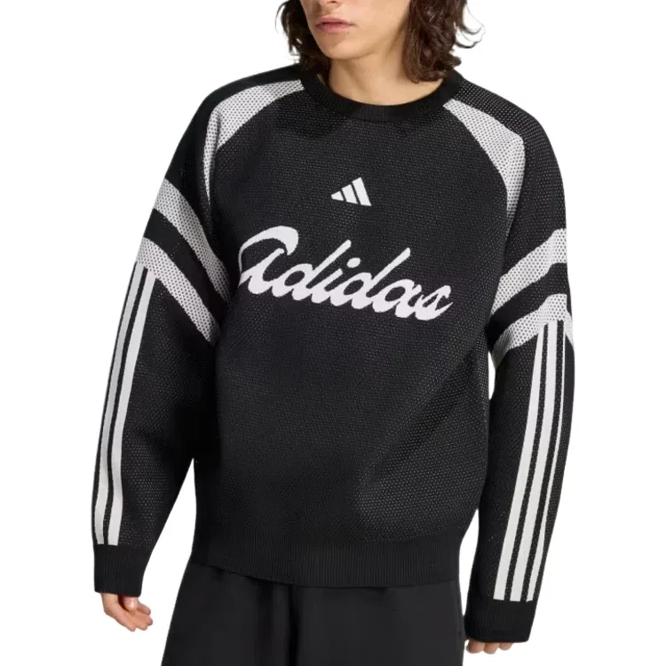 Мужской свитер House Of Tiro Knitted Sweatshirt Asia Sizing 'Black White' adidas, Black/White — фото 2