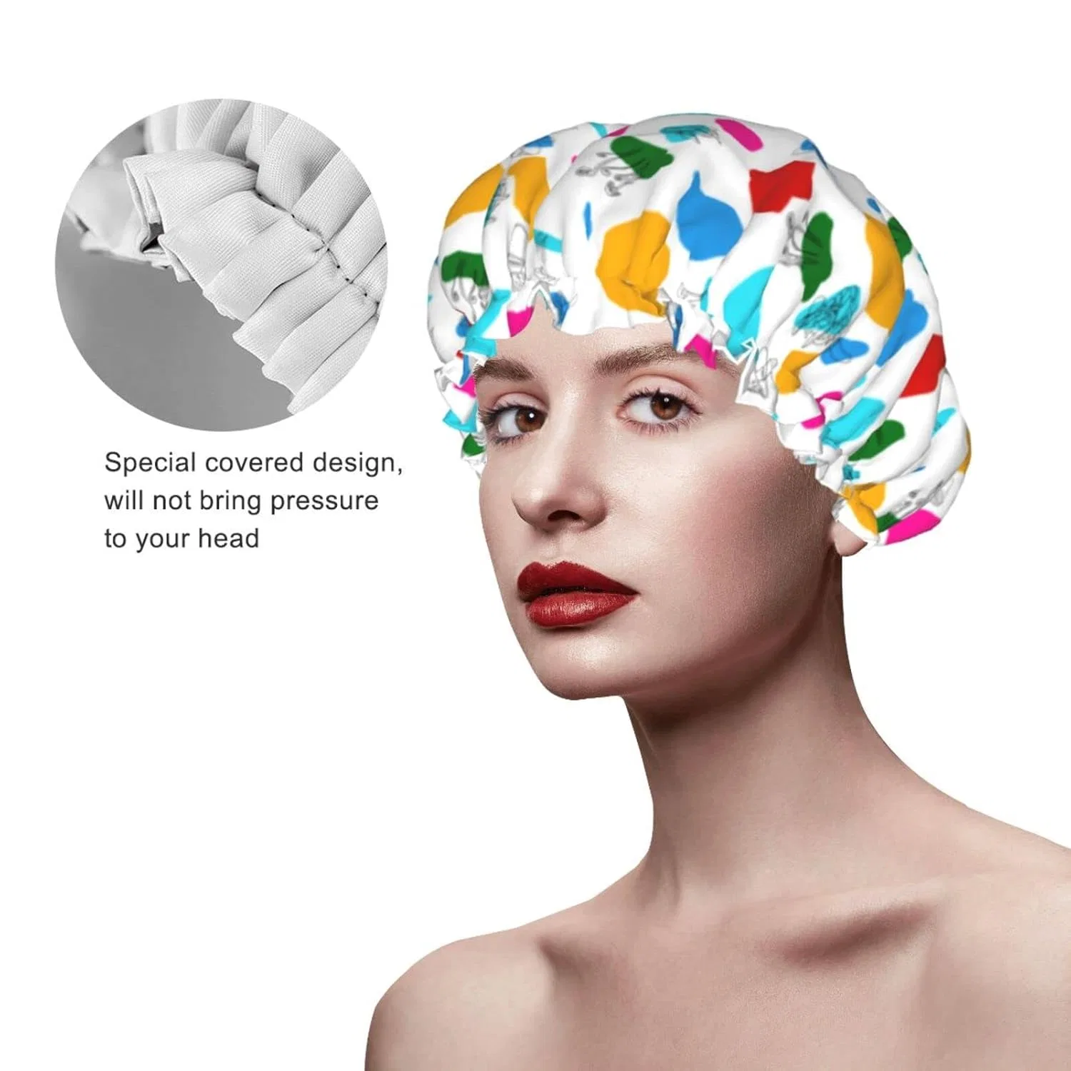 Шапочка для душа Mushroom, Oudrspo, двойной слой, PEVA подкладка — фото 3