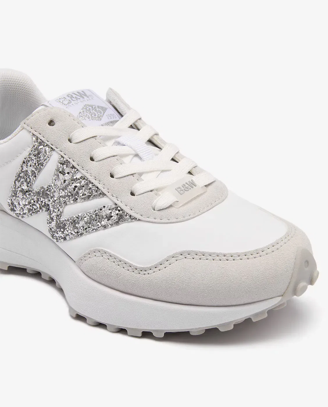 Детские кроссовки для девочек с блестящей отделкой Logo Glitter B&W Conguitos, Blanco — фото 4