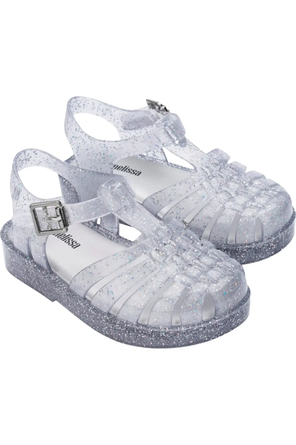 Сандалии детские рыболовные на ароматизированной подошве Mini Posses Mini Melissa, Pink Silver Glitter