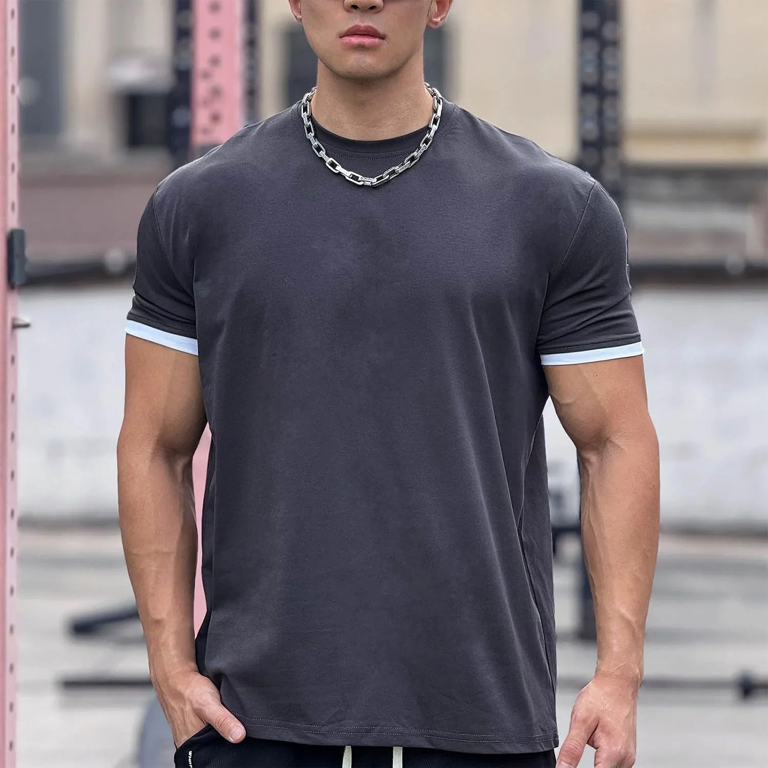 Мужская хлопковая футболка Regular Fit, Gray — фото 2