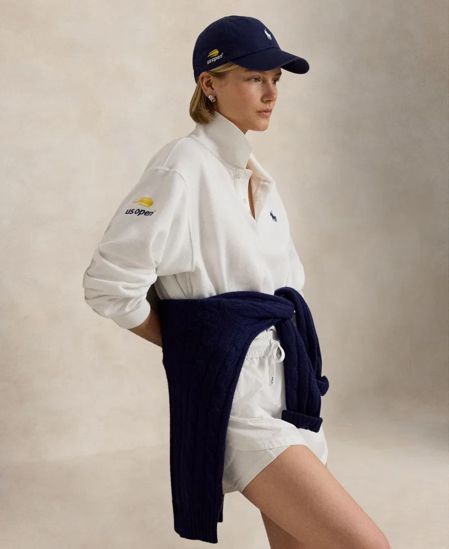 Женская рубашка-поло с длинным рукавом US Open Polo Ralph Lauren, White — фото 3