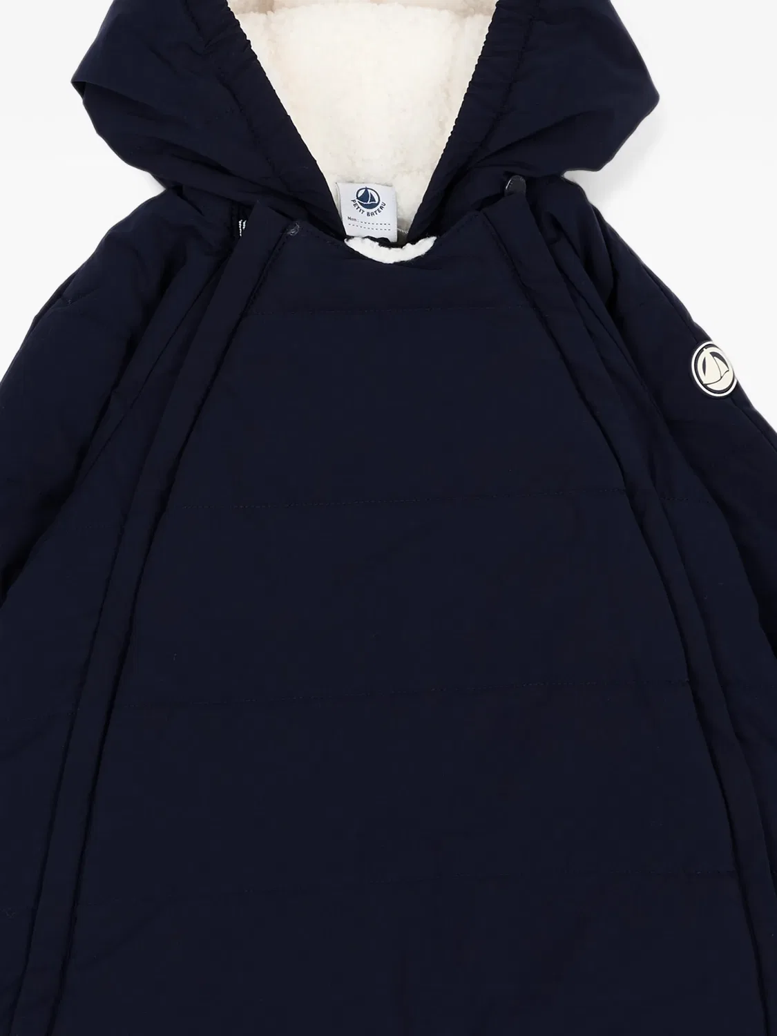 Дутый комбинезон с капюшоном Petit Bateau, синий — фото 3