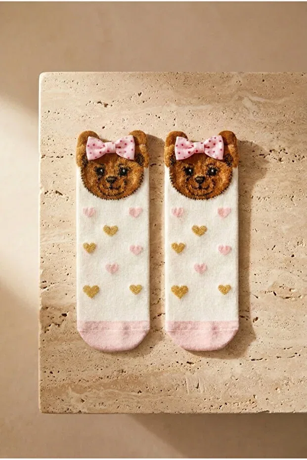 Детские носки для девочек с принтом Ocean Odyssey Bear Katia&Bony, Pink — фото 2
