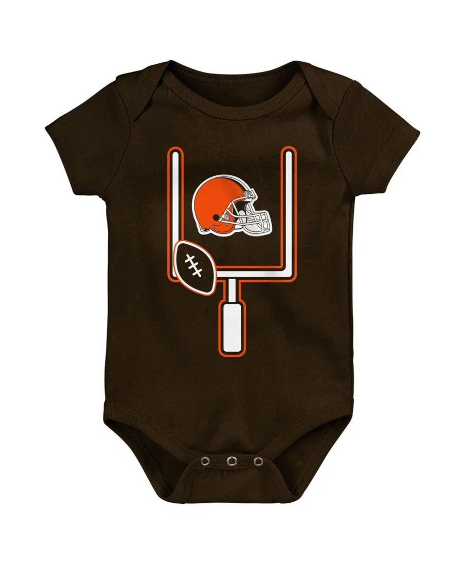 Комплект боди с коротким рукавом с принтом Cleveland Browns Littlest Player Outerstuff, Cream Orange — фото 4